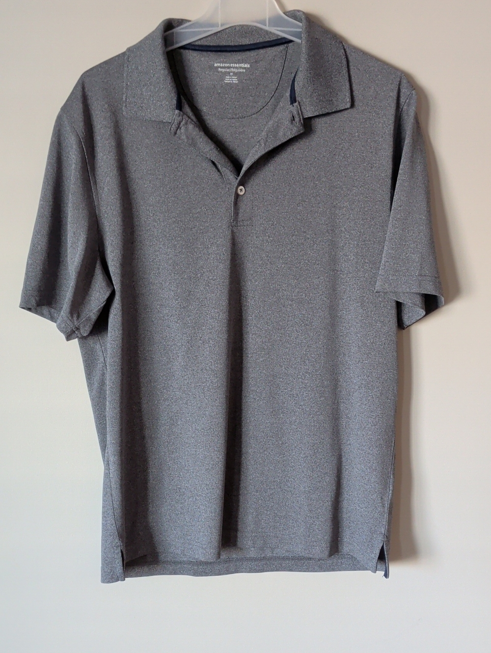 Amazon Essentials Men's Heathered Gray Polo Shirt Size M